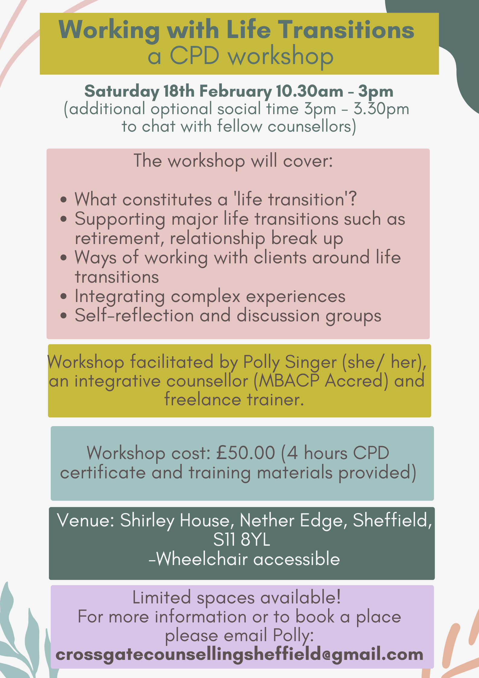 “Working with Life Transitions” CPD Workshop – Crossgate Counselling ...